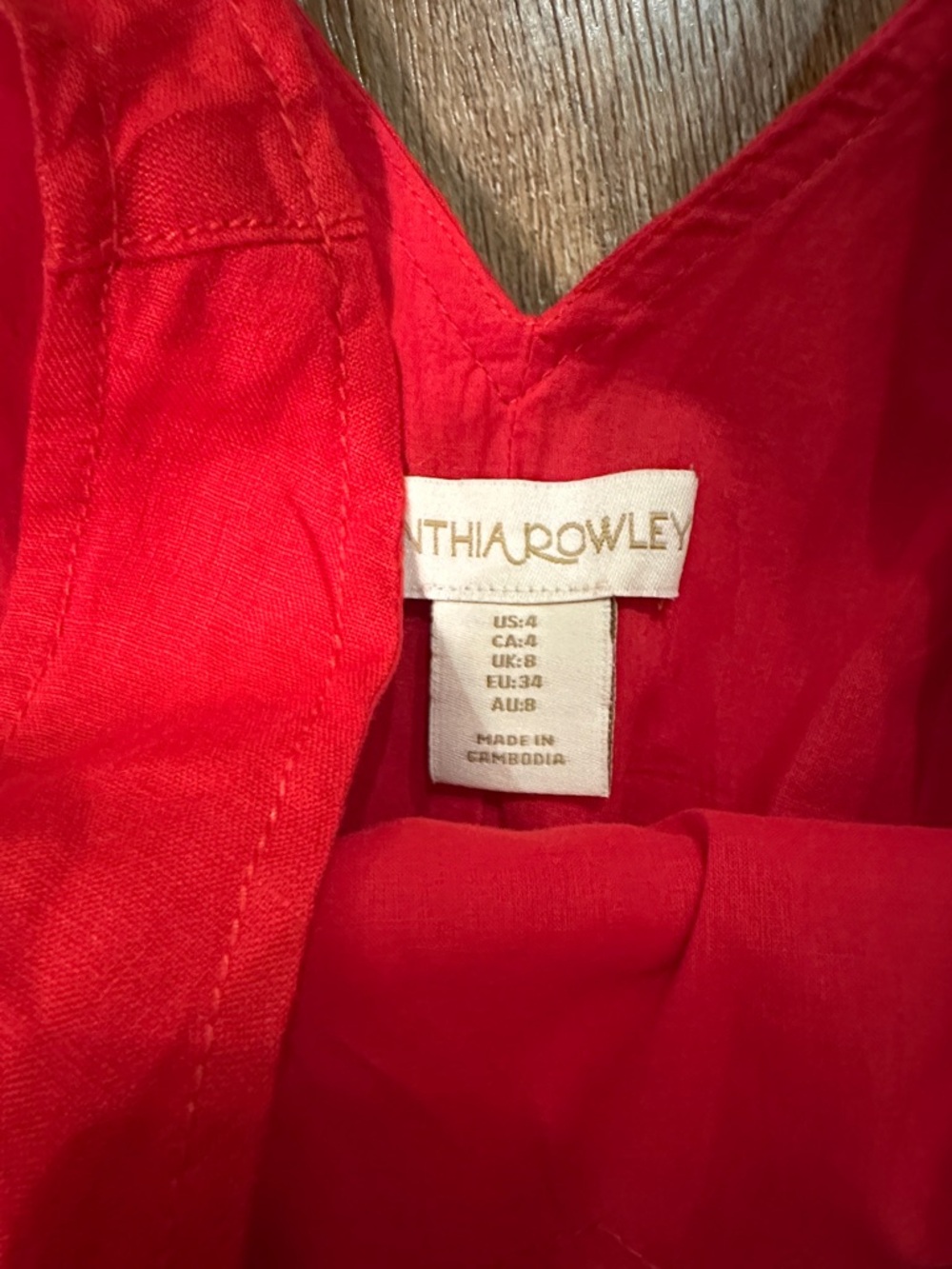 Cynthia Rowley Red Linen Dress v neck v back size 4 summer beach festival maxi - Picture 5 of 8